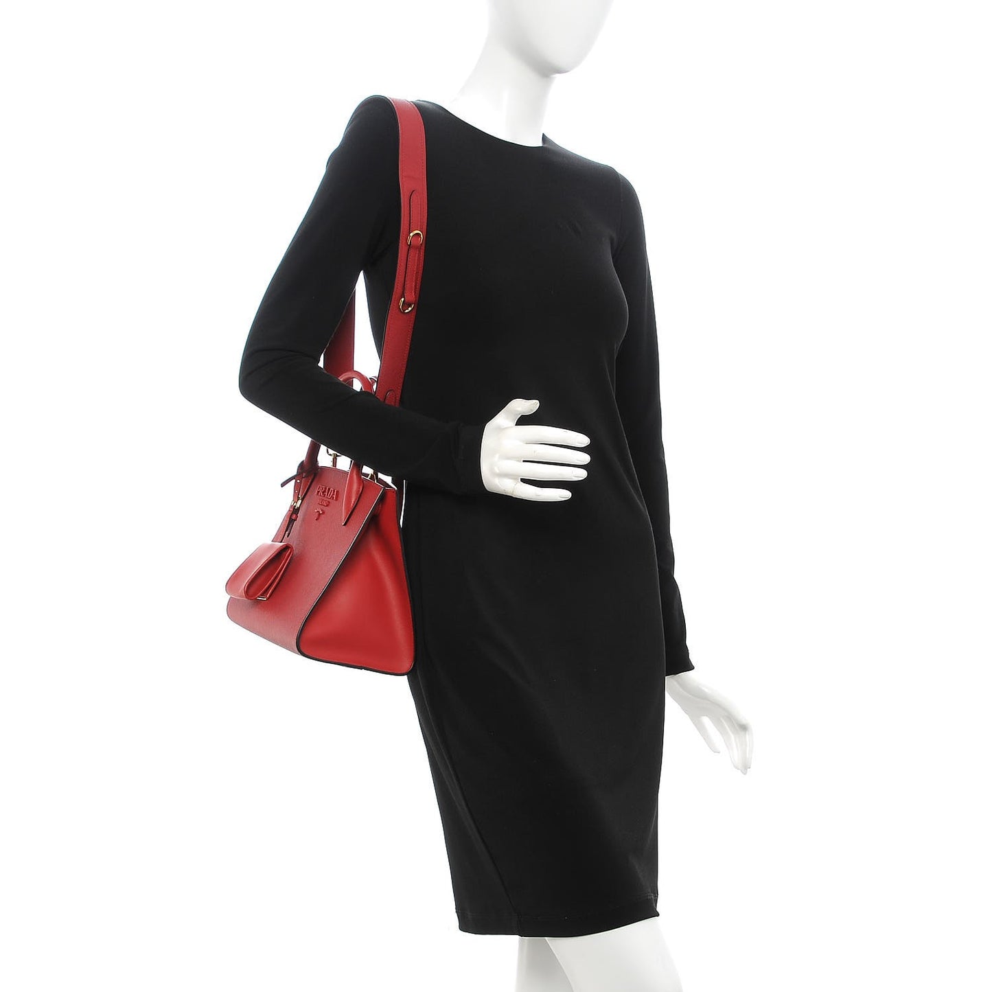Saffiano Cuir Calfskin Small Monochrome Top Handle Tote Fuoco
