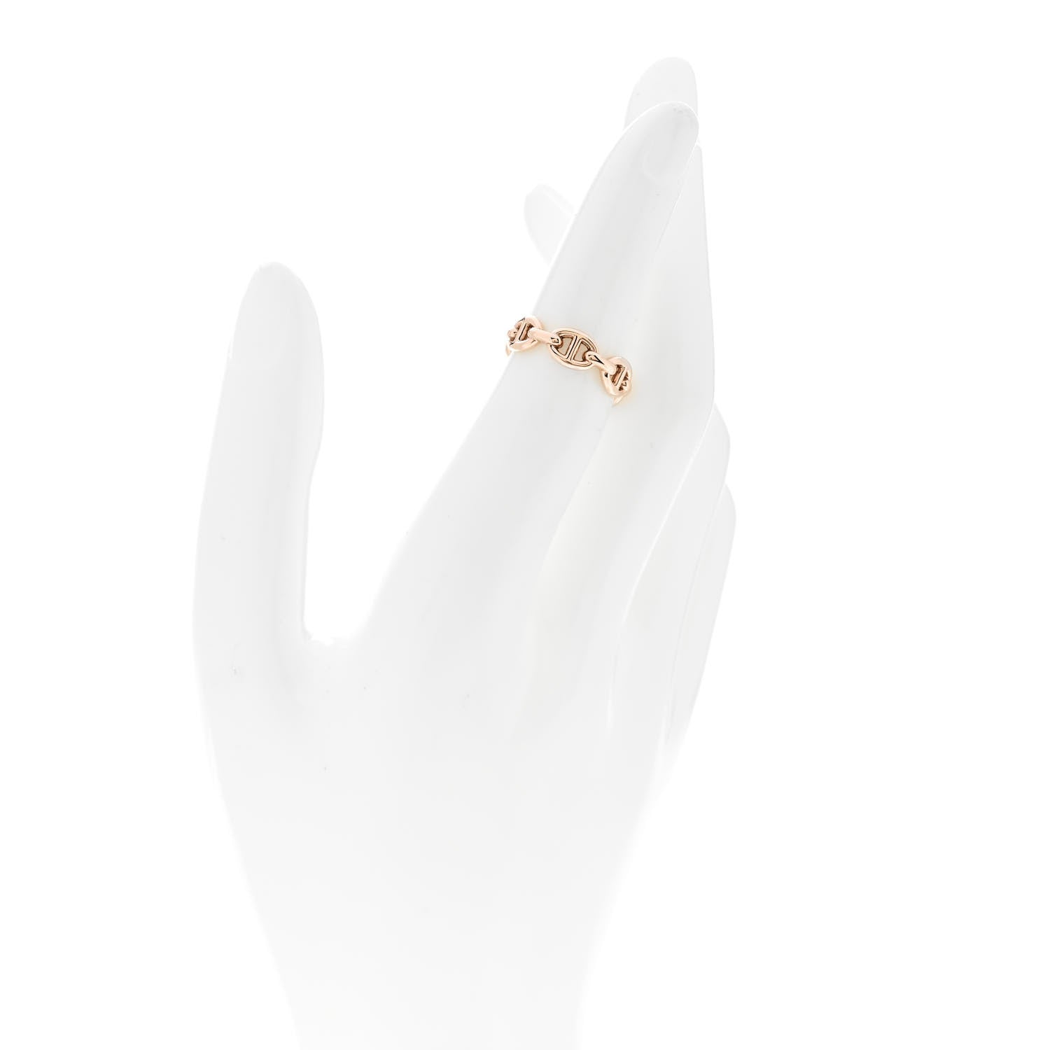 Hermes 18K Rose Gold PM Chaine d'Ancre Enchainee Ring 50 5.5 2 of 9