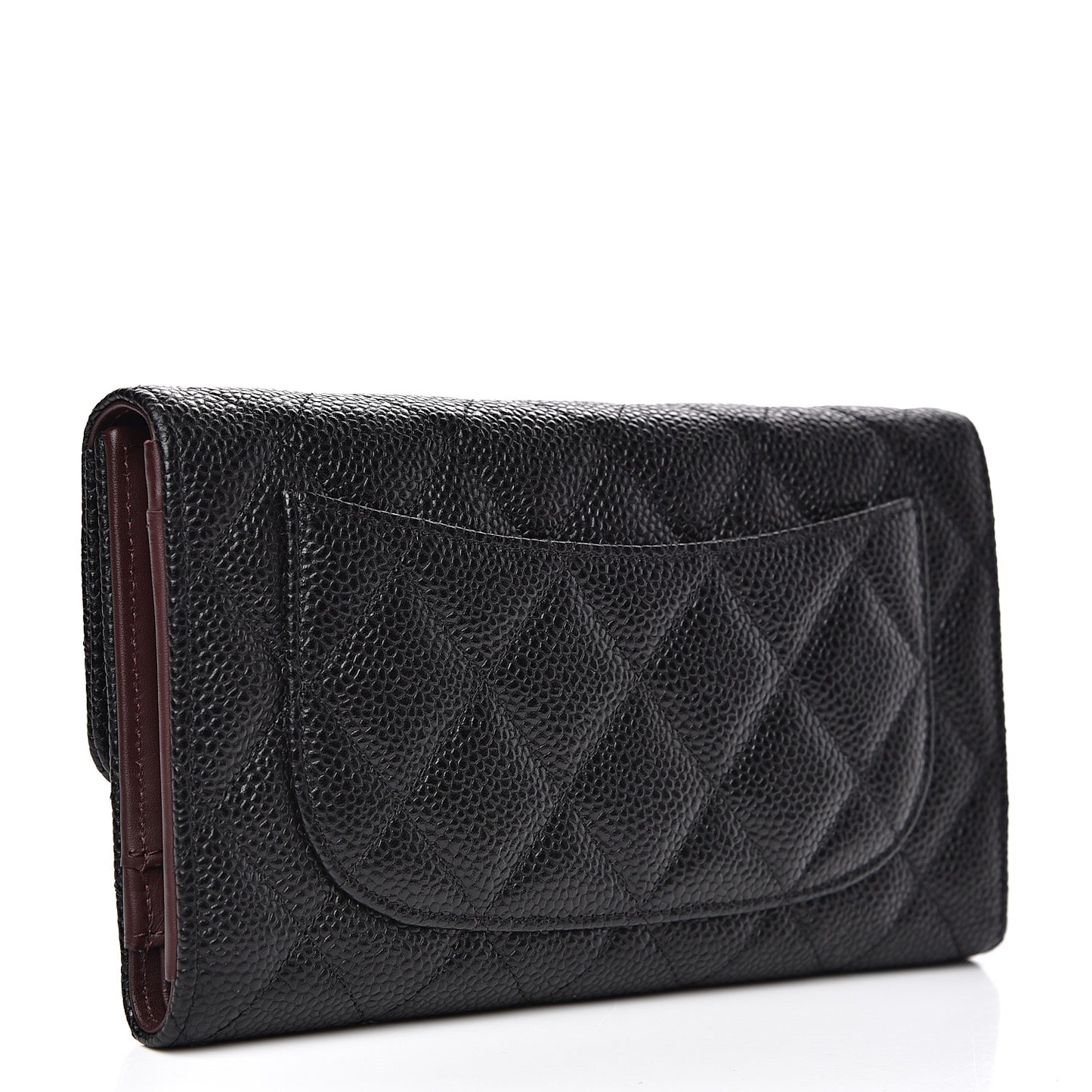 Caviar Quilted Large Flap Wallet Black