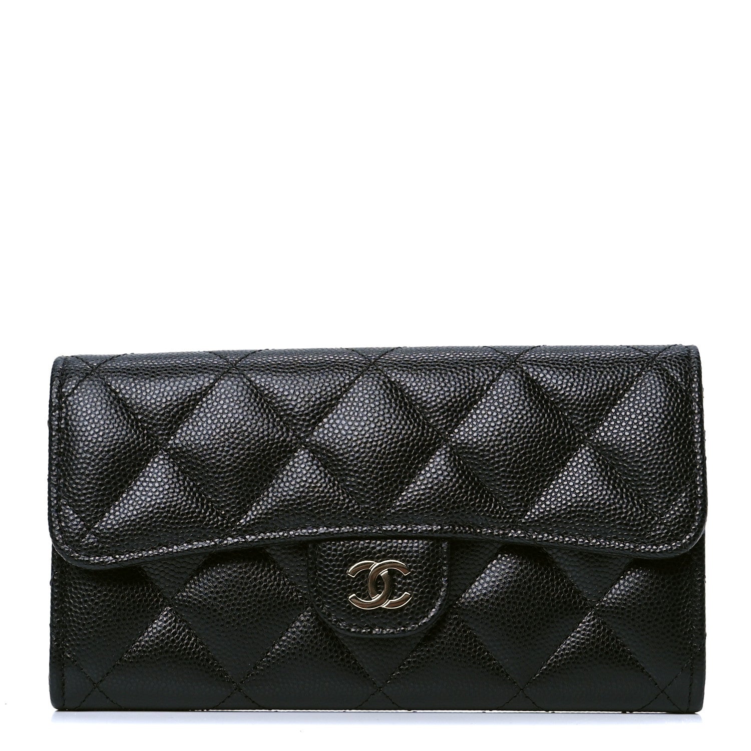 Chanel Caviar Quilted Medium Gusset Flap Wallet Black 1 of 4