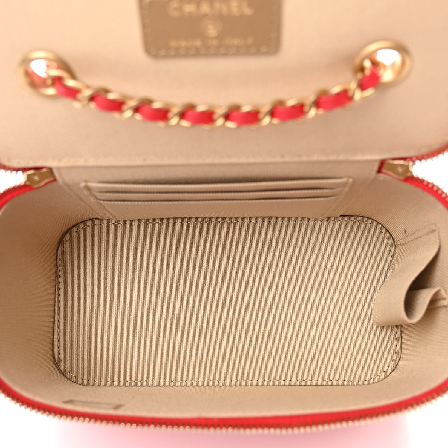 Chanel Lambskin Quilted Small Pearl Crush Vanity Case With Chain Red 5 of 11