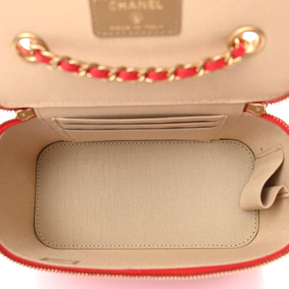 Chanel Lambskin Quilted Small Pearl Crush Vanity Case With Chain Red 5 of 11