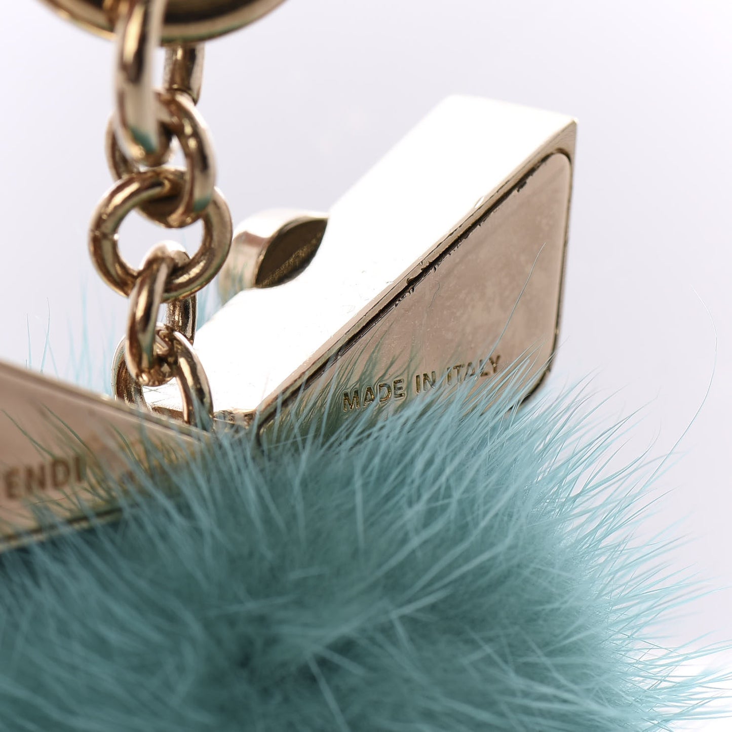 Metal Mink Fur Stone Monster Eyes Mini Pom Pom Bag Charm Oro Chiaro Acqua
