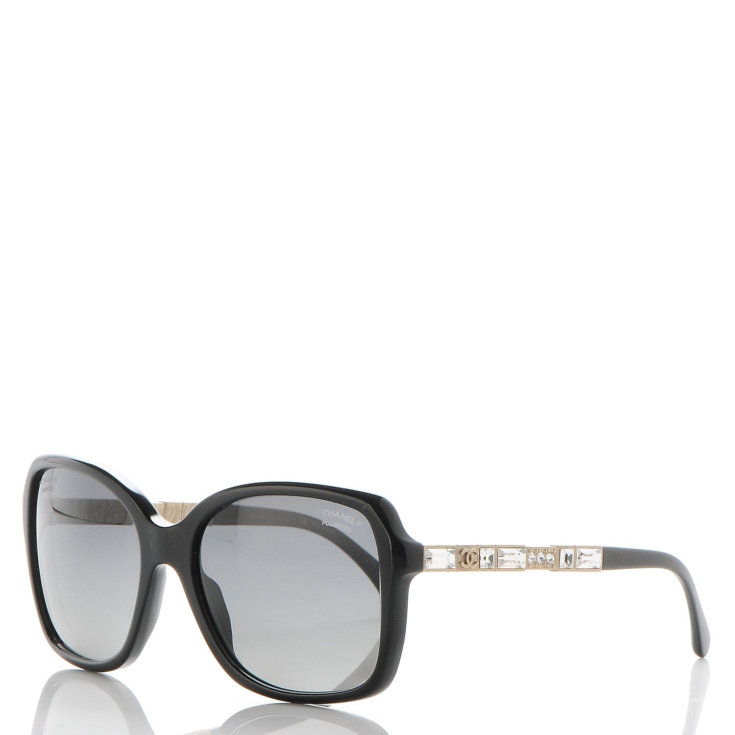 Chanel Baguette Crystal Polarized Square Sunglasses 5308-B Black 1 of 8