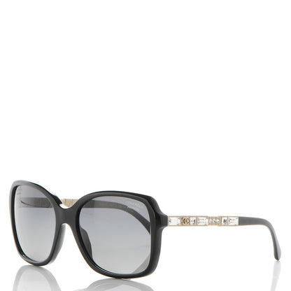 Chanel Baguette Crystal Polarized Square Sunglasses 5308-B Black 1 of 8