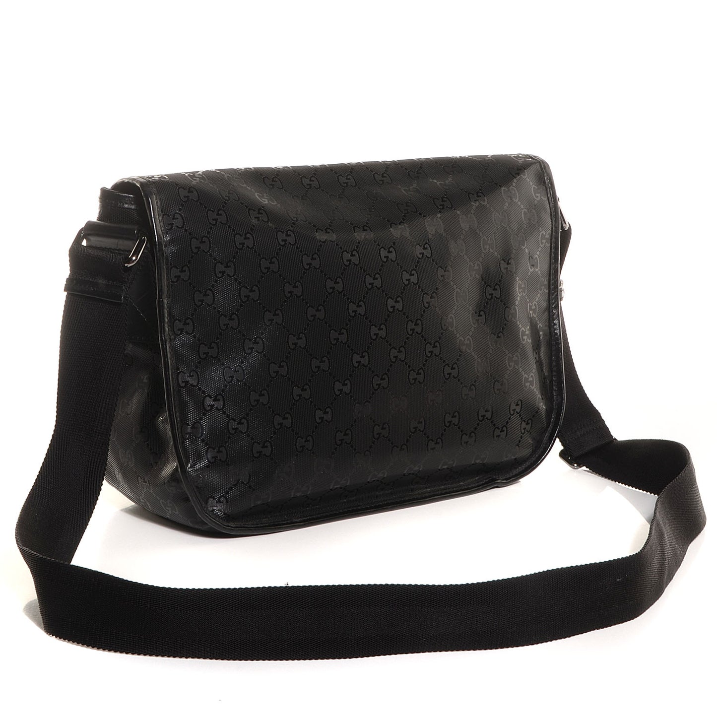 Imprime Monogram Medium Double Buckle Flap Messenger Bag Black