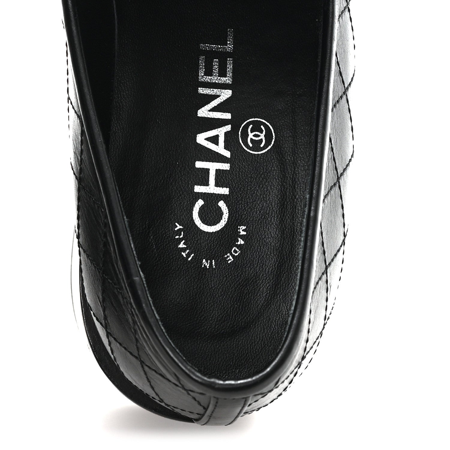Chanel Calfskin Stitched CC Loafers 38 Black 8 of 10