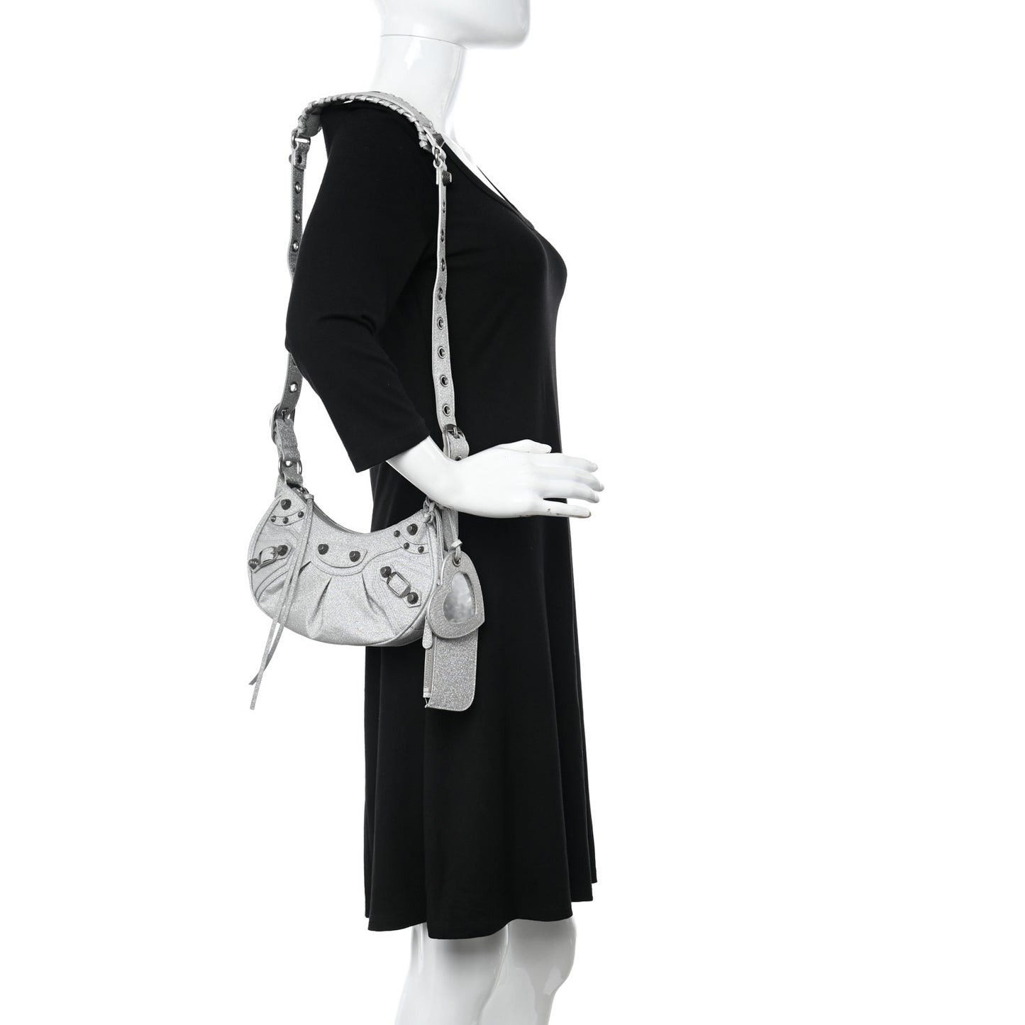 Sparkling Fabric Le Cagole Shoulder Bag XS Silver