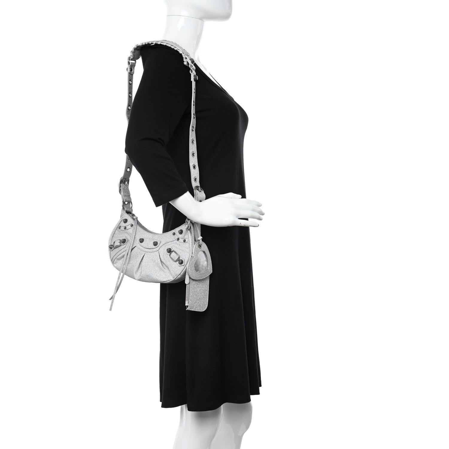 Balenciaga Sparkling Fabric Le Cagole Shoulder Bag XS Silver 2 of 10