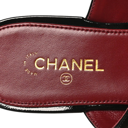 Chanel Lambskin Patent Calfskin CC Thong Sandals 37 Burgundy Black 9 of 9