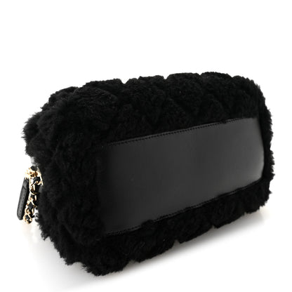 Chanel Shearling Quilted Barrel Clutch With Chain Black 4 of 10
