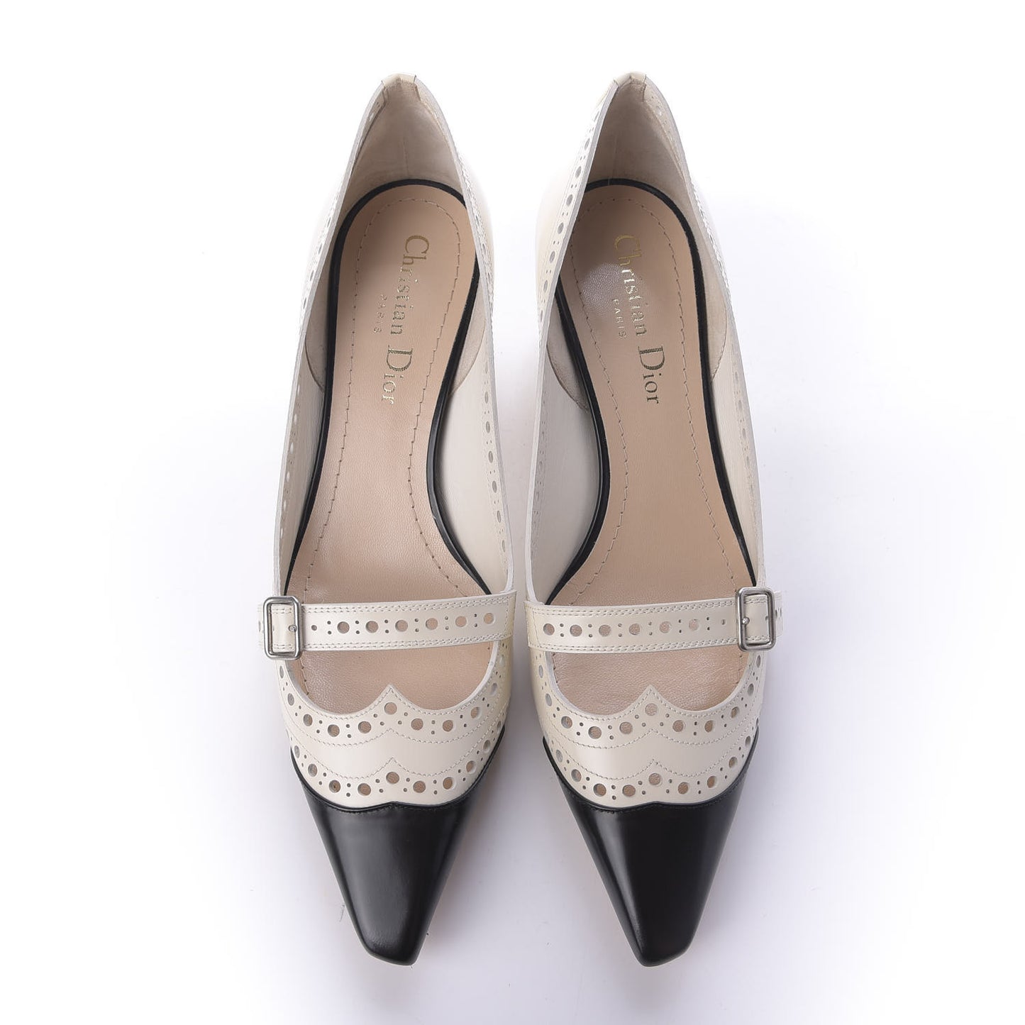 Brushed Calfskin Spectadior 45mm Pumps 36.5 Black Off White
