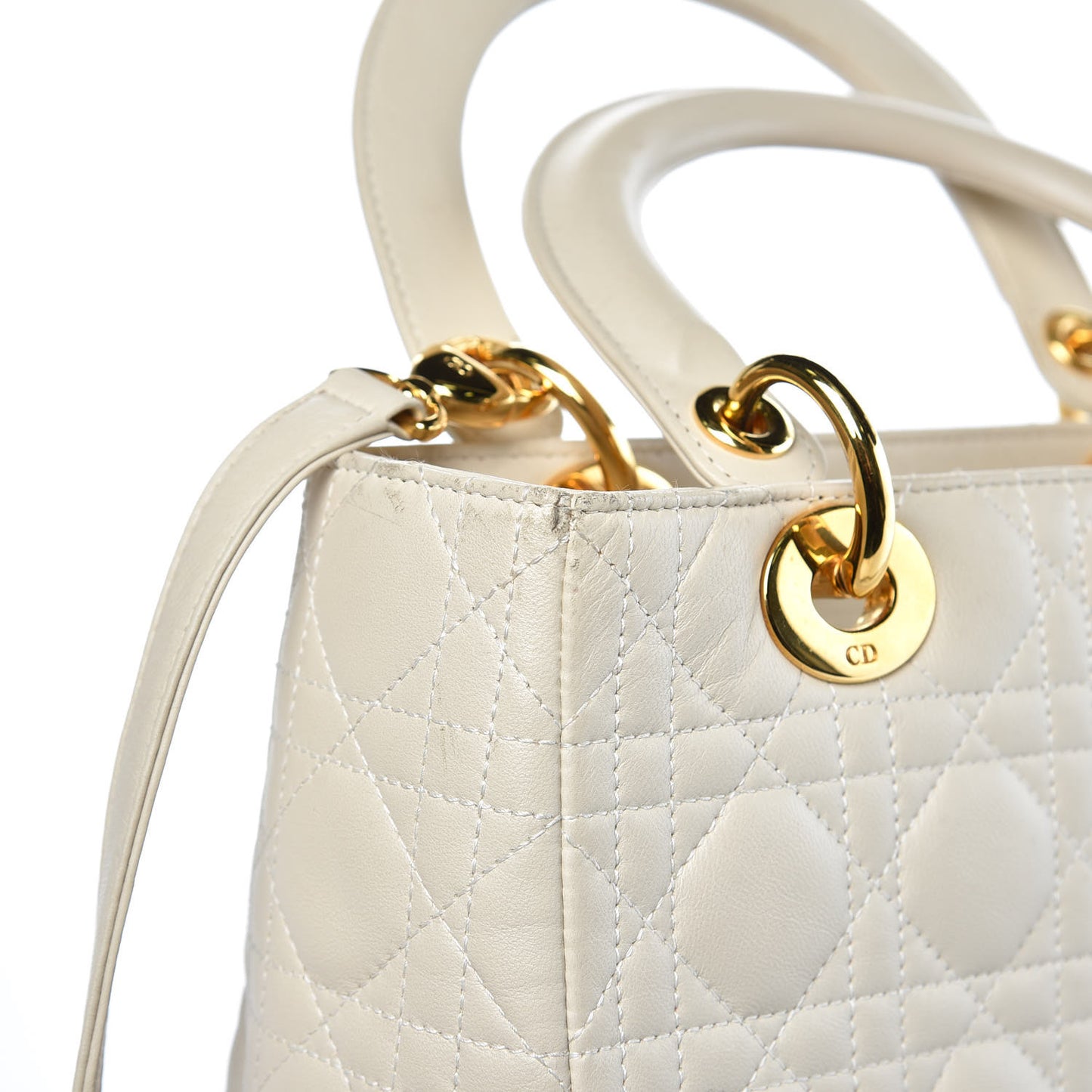 Lambskin Cannage Medium Lady Dior White