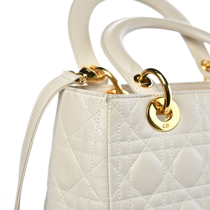 Christian Dior Lambskin Cannage Medium Lady Dior White 15 of 15