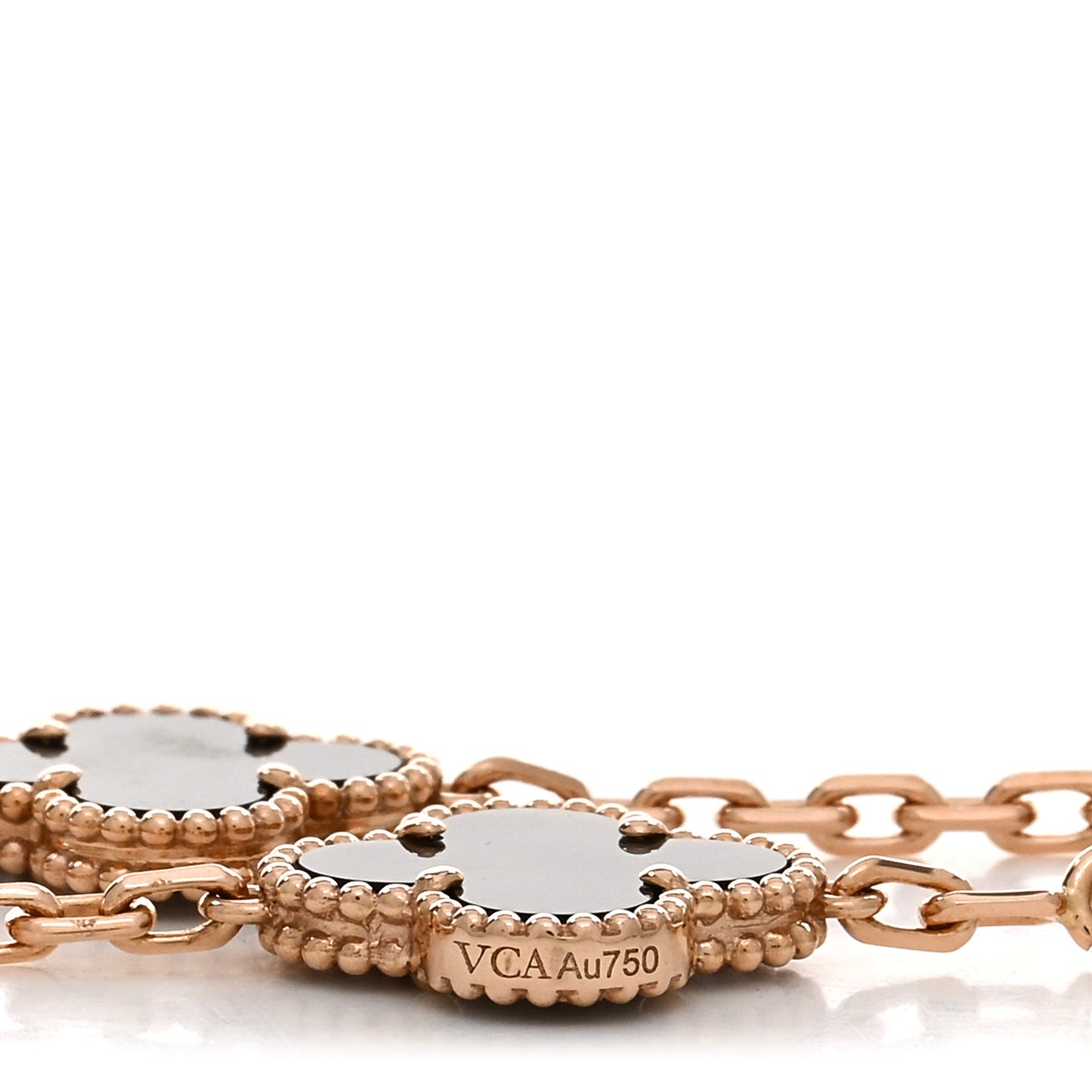 VAN CLEEF & ARPELS 18K Rose Gold Diamond Gray Mother of Pearl 5 Motifs Vintage Alhambra Bracelet