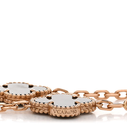 Van Cleef & Arpels VAN CLEEF & ARPELS 18K Rose Gold Diamond Gray Mother of Pearl 5 Motifs Vintage Alhambra Bracelet 3 of 5
