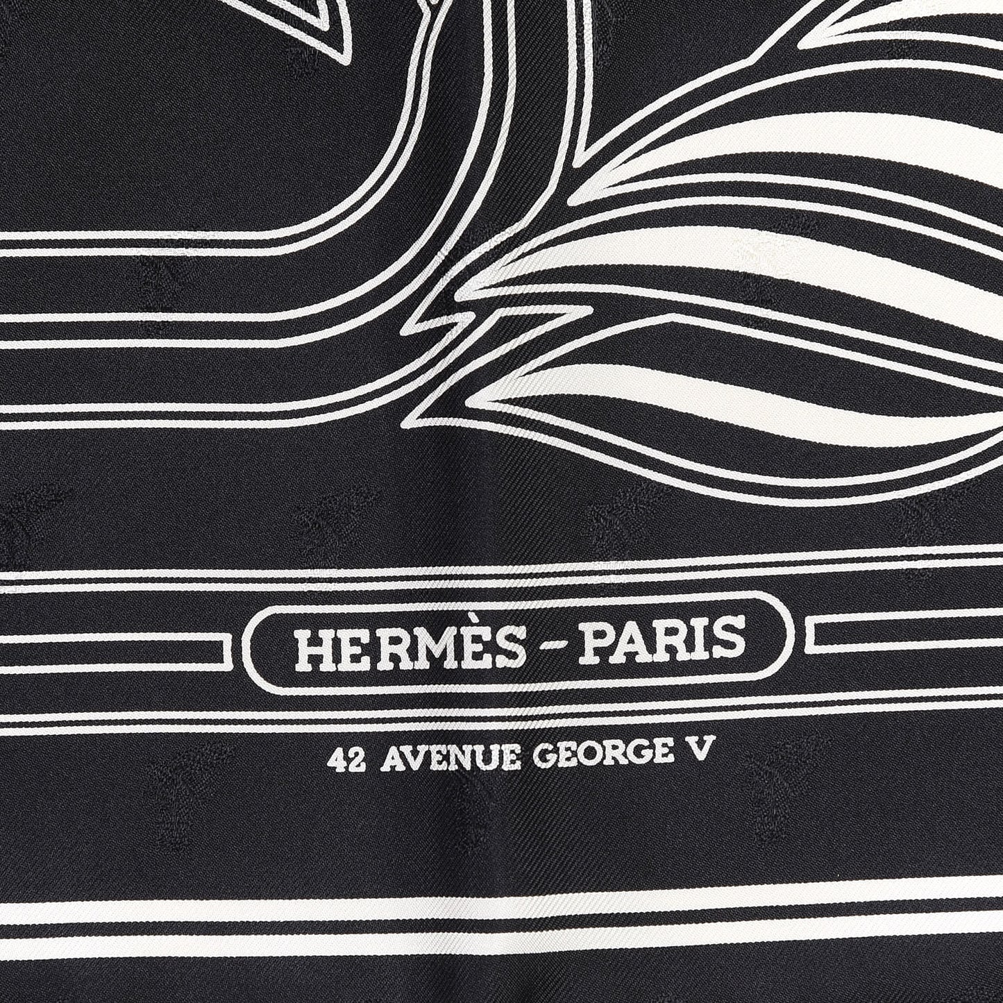 Silk Quadrige Au Fil Scarf 70 Black Creme