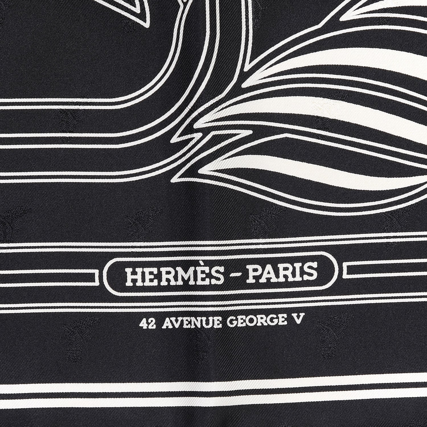 Hermes Silk Quadrige Au Fil Scarf 70 Black Creme 3 of 6