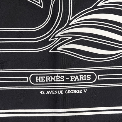 Hermes Silk Quadrige Au Fil Scarf 70 Black Creme 3 of 6