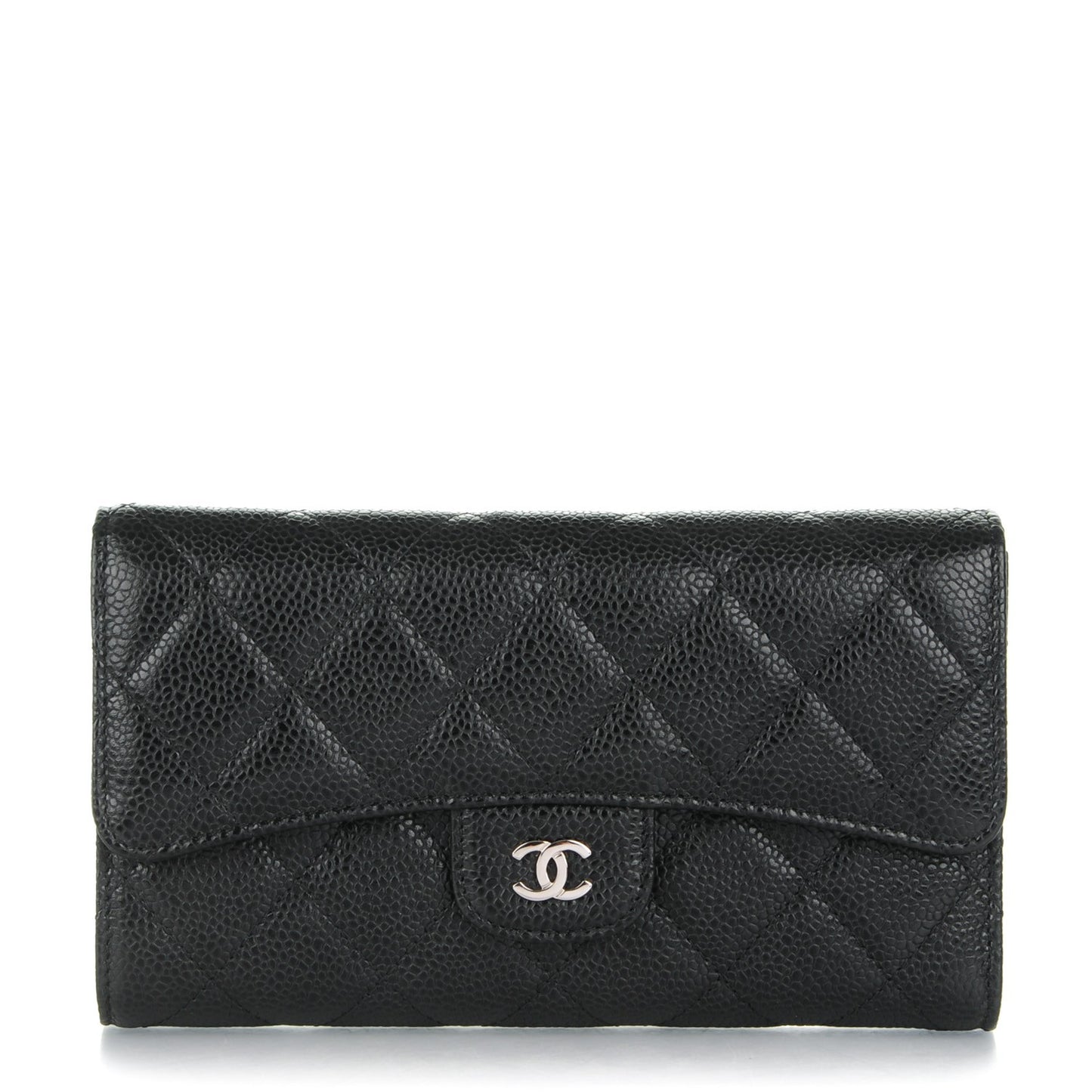Caviar Quilted Large Flap Wallet Black