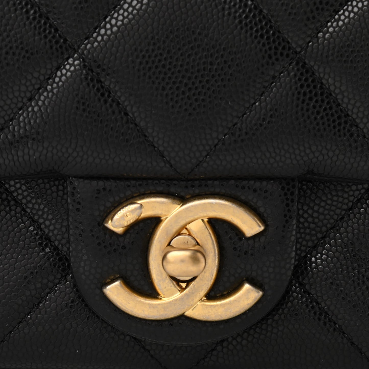 Caviar Quilted Mini Twist Your Buttons Flap Black