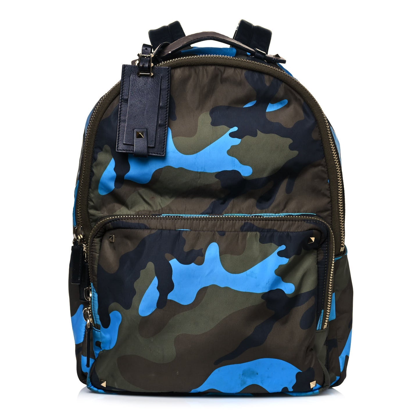 Nylon Camouflage Backpack Green Blue Fluo