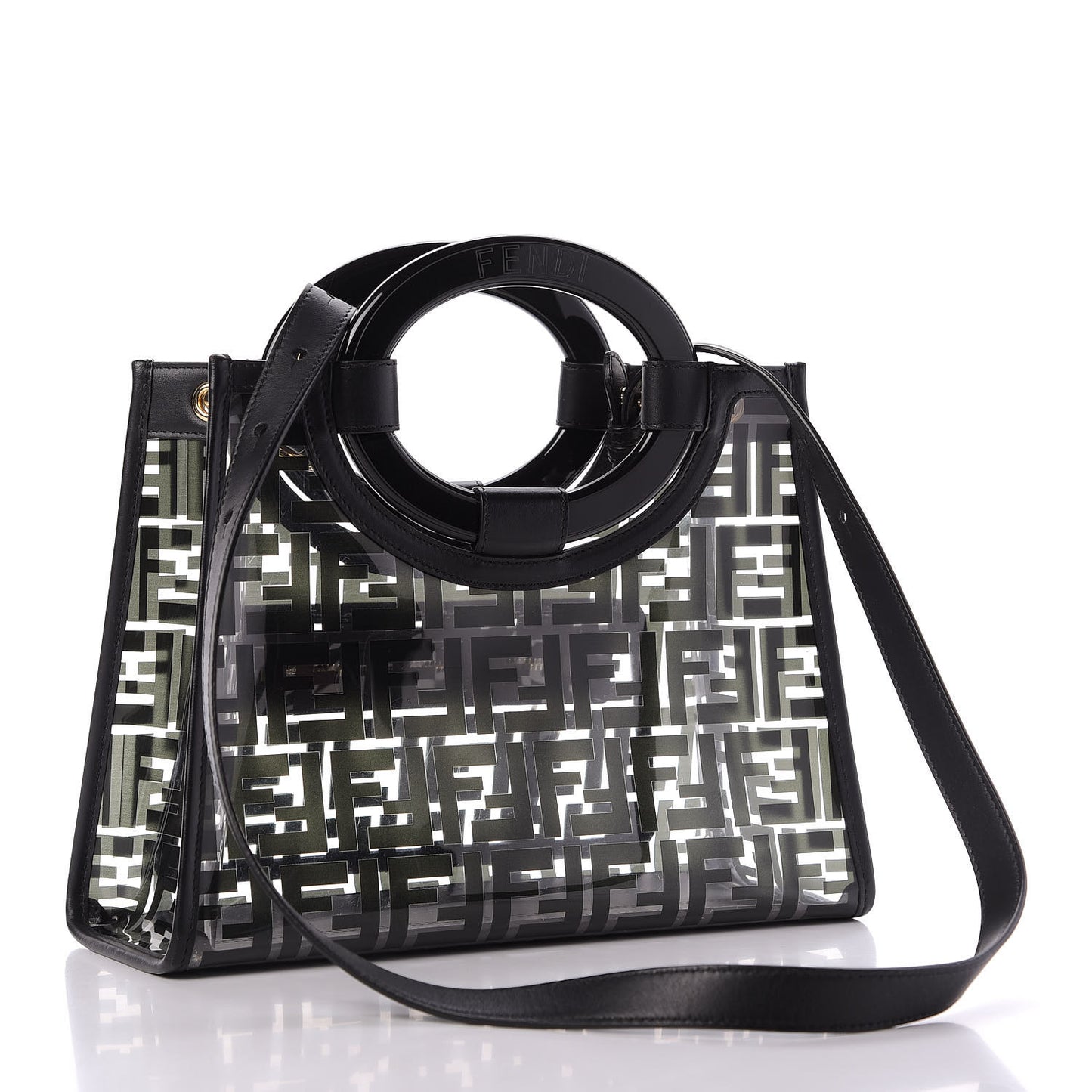 TPU FF Vitello Century Plexiglass Small Runaway Shopper Tote Black