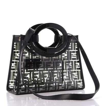 Fendi TPU FF Vitello Century Plexiglass Small Runaway Shopper Tote Black 3 of 9