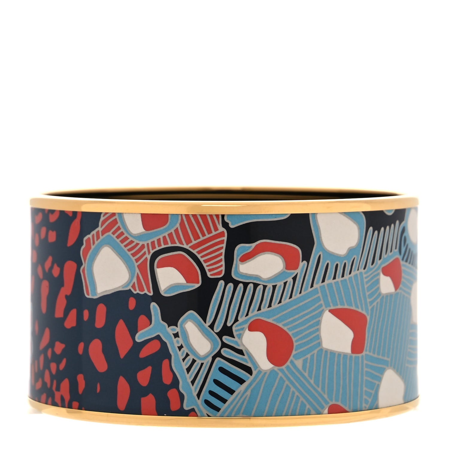 Hermes Enamel Printed Grand Fonds Extra Wide Bracelet 70 1 of 6