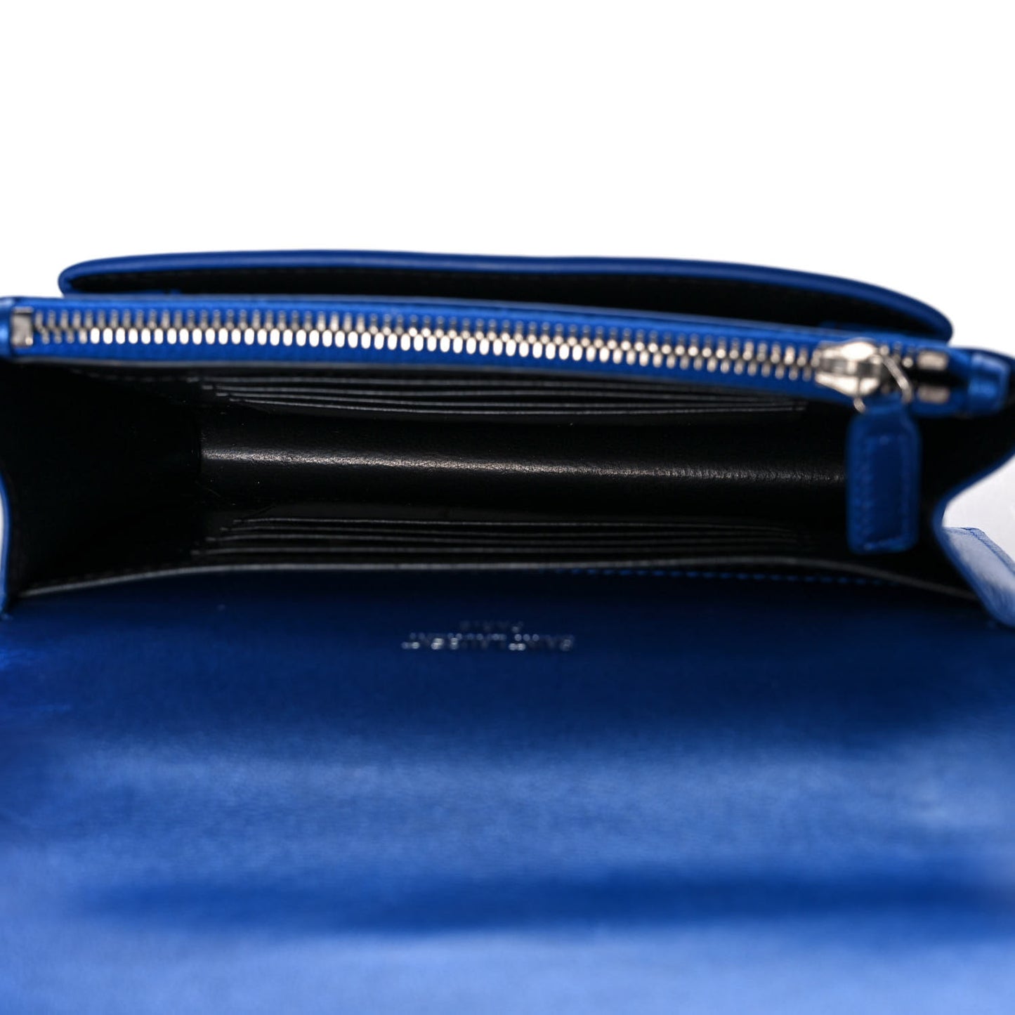 Metallic Calfskin Monogram Sunset Chain Wallet Blue Royal