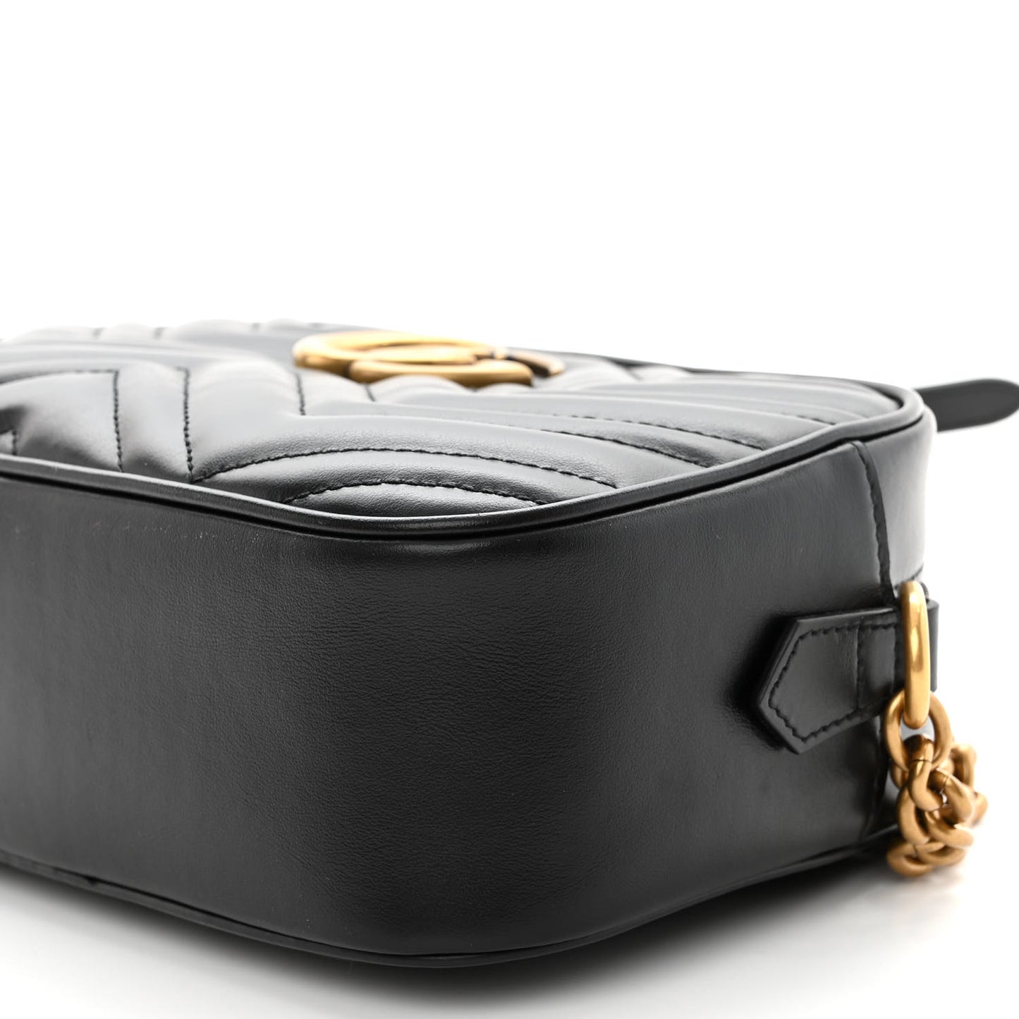 Calfskin Matelasse Small GG Marmont Chain Shoulder Bag Black