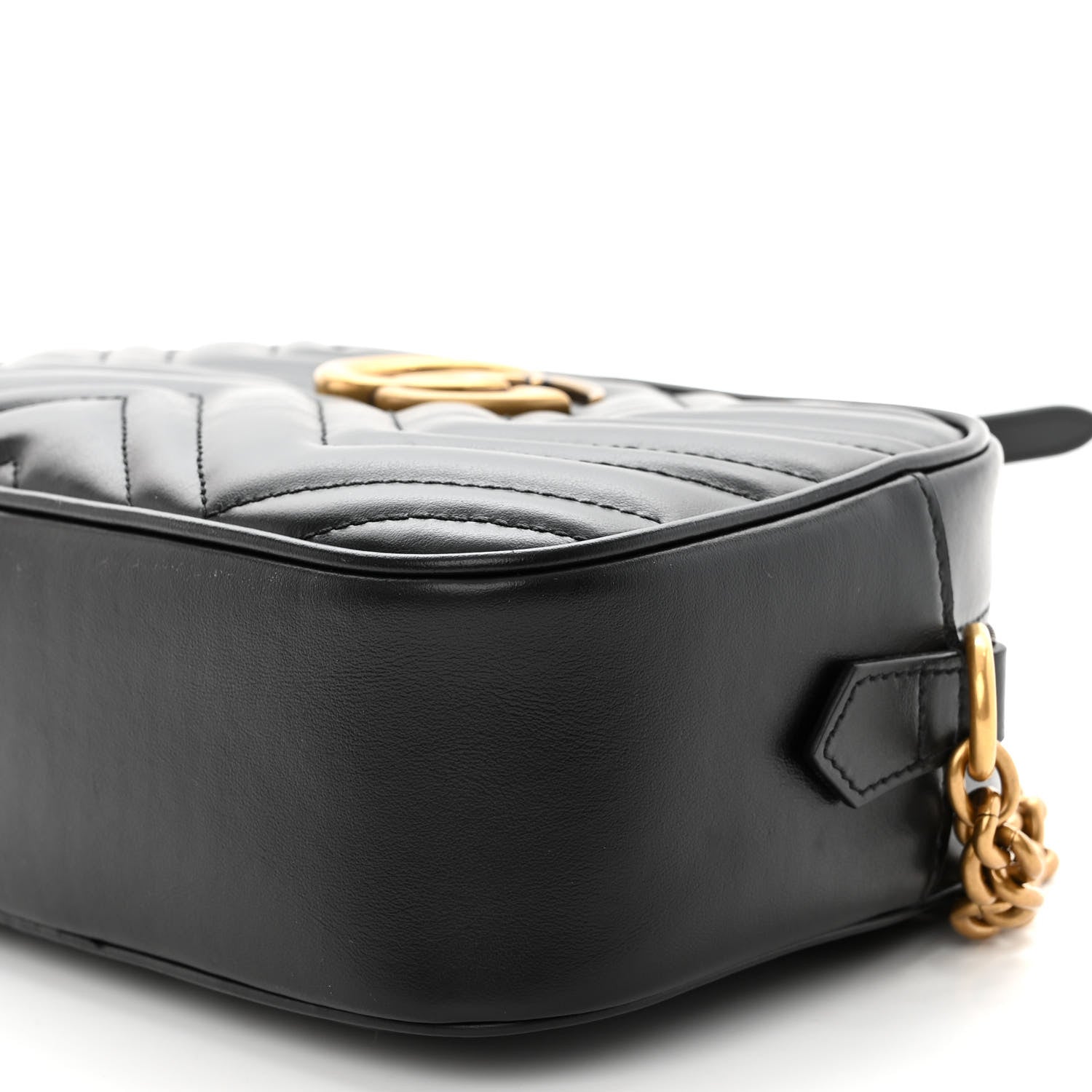 Gucci Calfskin Matelasse Small GG Marmont Chain Shoulder Bag Black 10 of 10