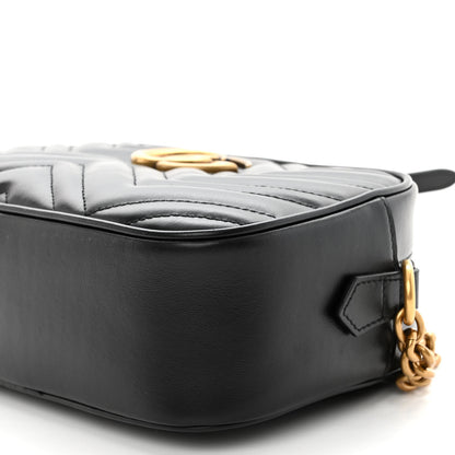 Gucci Calfskin Matelasse Small GG Marmont Chain Shoulder Bag Black 10 of 10