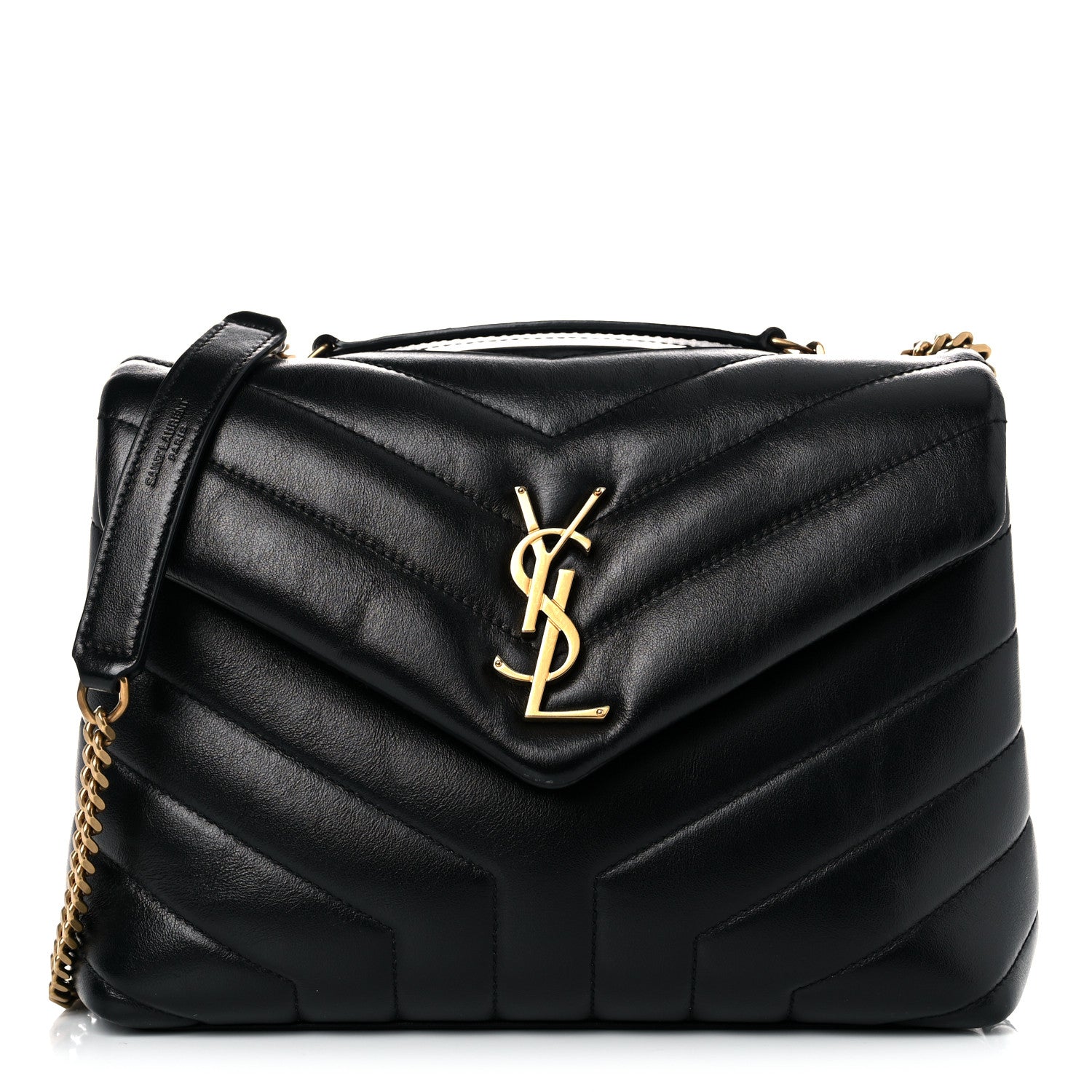 Saint Laurent Calfskin Y Quilted Monogram Small Loulou Chain Satchel Black 1 of 14