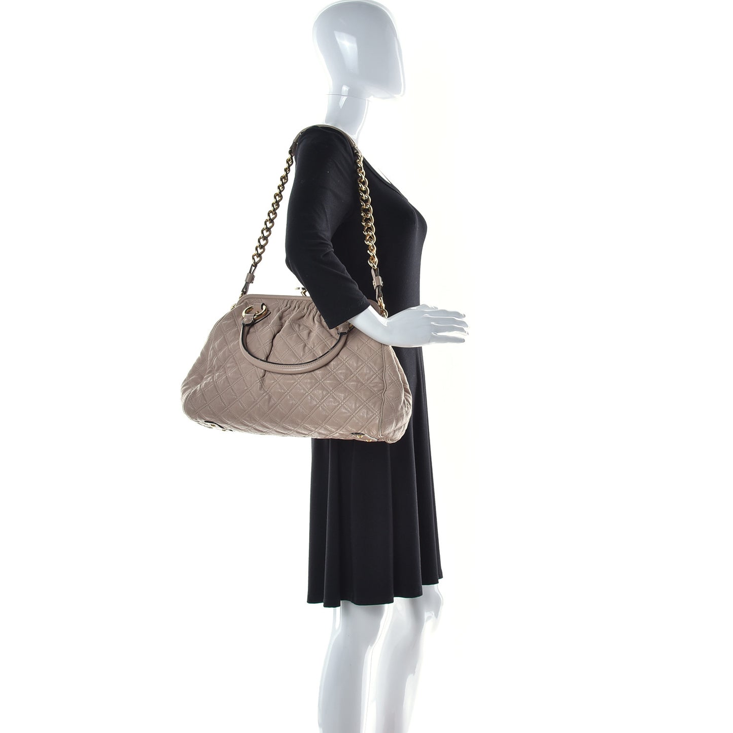 Calfskin Quilted Stam Beige