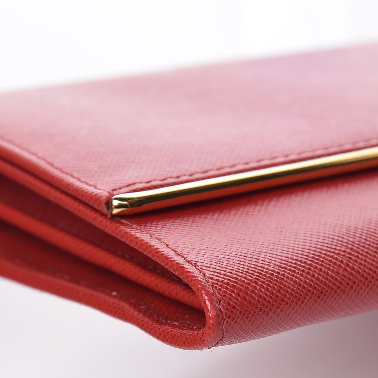Saffiano Metal Bar Continental Flap Wallet Fuoco