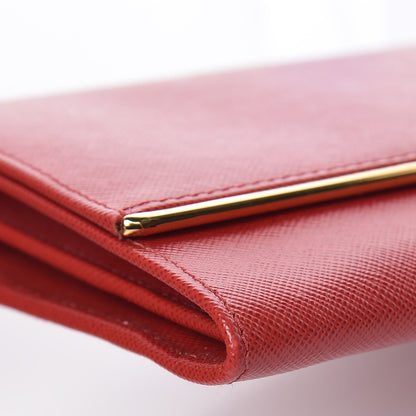 Prada Saffiano Metal Bar Continental Flap Wallet Fuoco 9 of 10