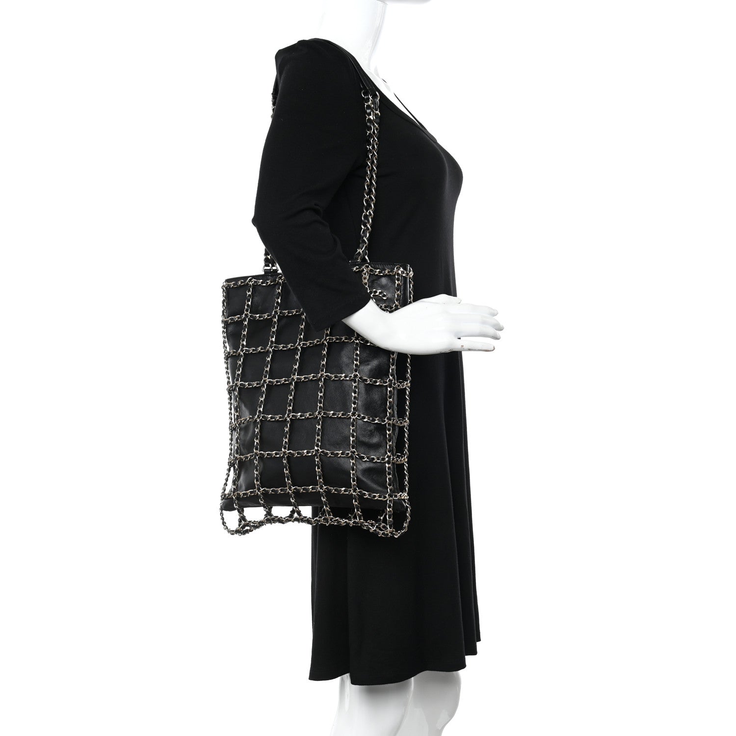 Chanel Lambskin Large Shopping Chain Tote Black 2 of 9