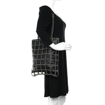 Chanel Lambskin Large Shopping Chain Tote Black 2 of 9