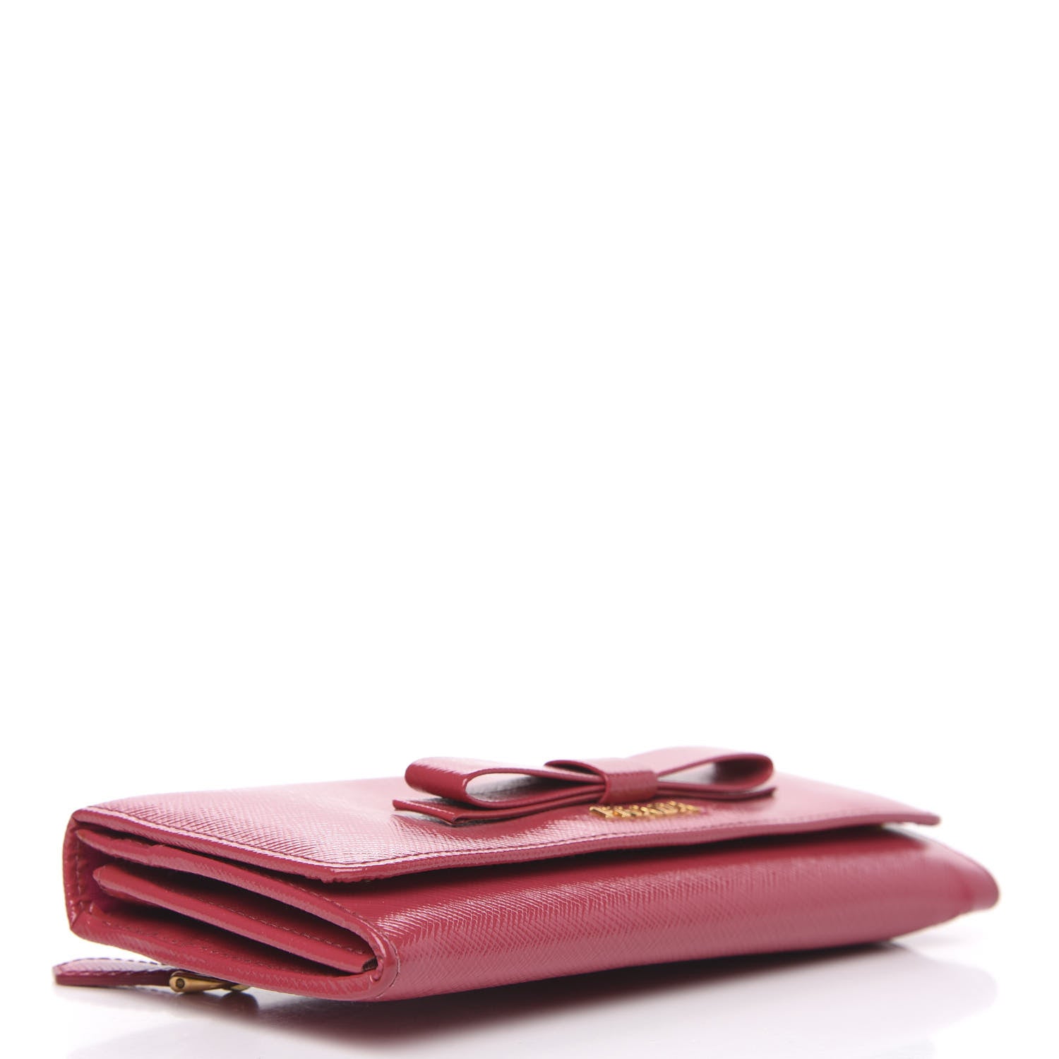 Prada Saffiano Vernice Bow Continental Wallet Peonia 3 of 8