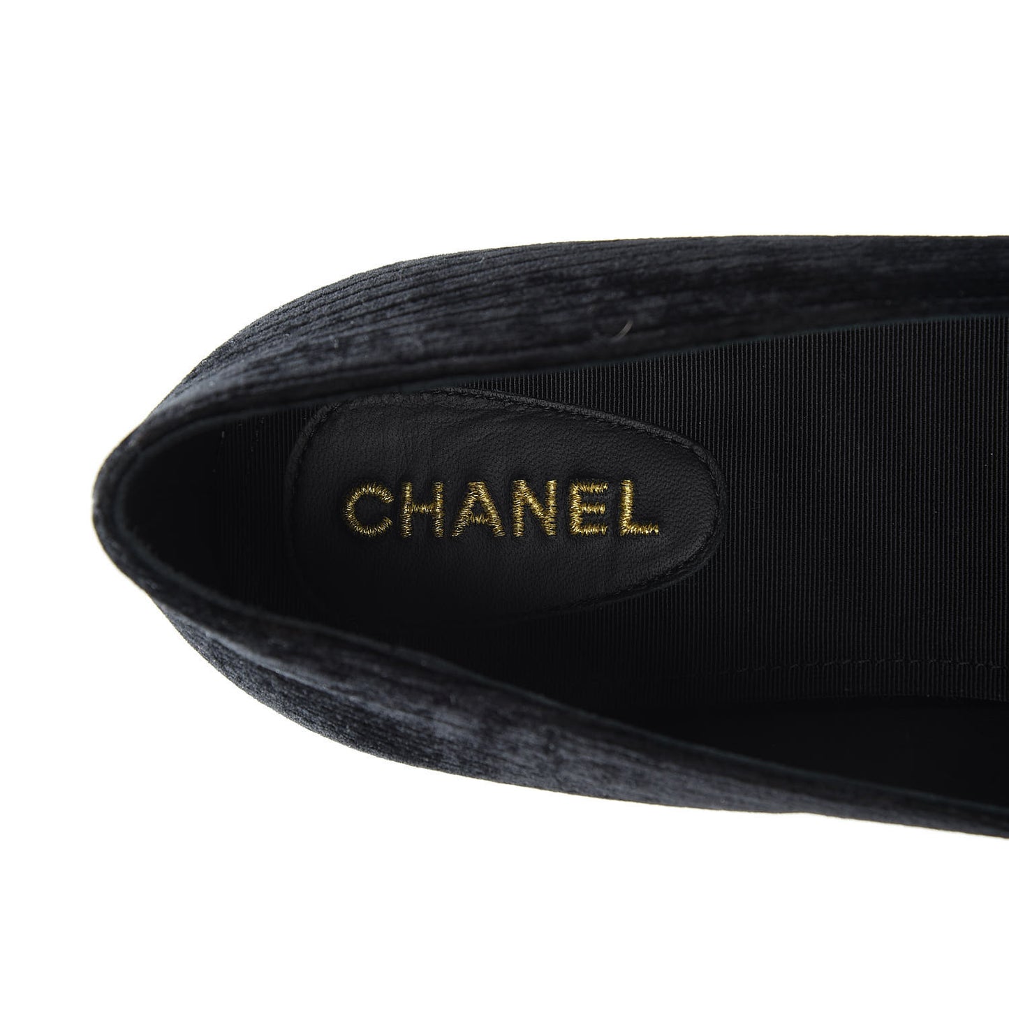 Velvet Grosgrain Pearls Moccasin Loafers 40 Black