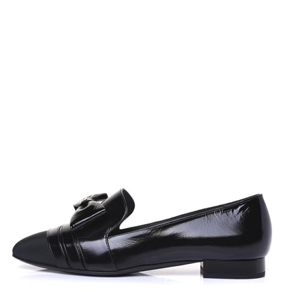 Chanel Patent Grosgrain Mocassin Loafers 39 Black 1 of 9