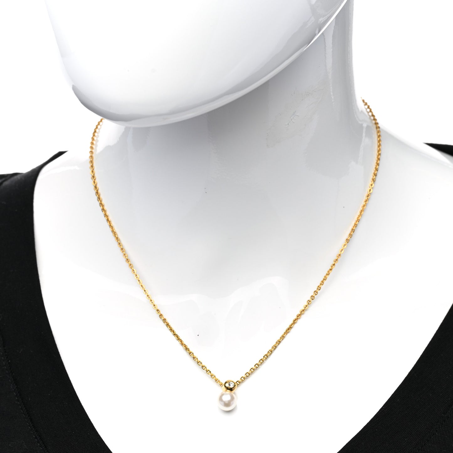 Crystal Pearl Pendant Necklace Gold