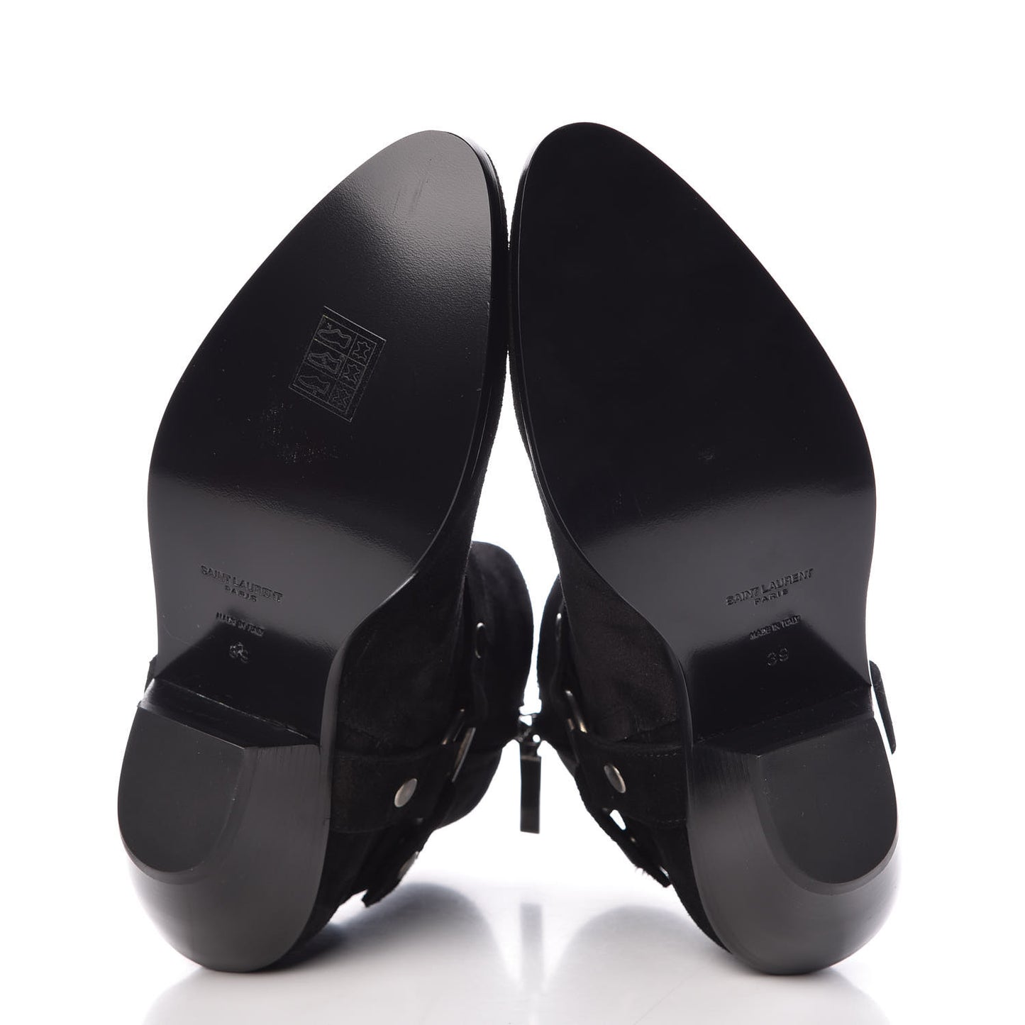 Suede West Harness Ankle Booties 39 Black