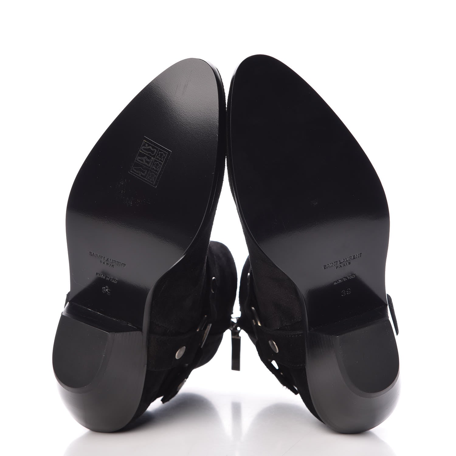 Saint Laurent Suede West Harness Ankle Booties 39 Black 5 of 8