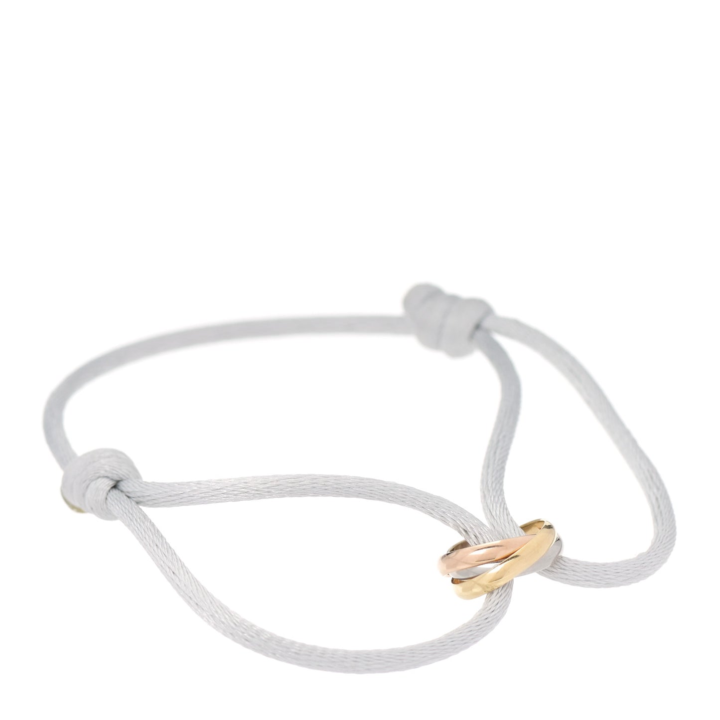 18K Pink Yellow White Gold Trinity Adjustable Cord Bracelet Silver