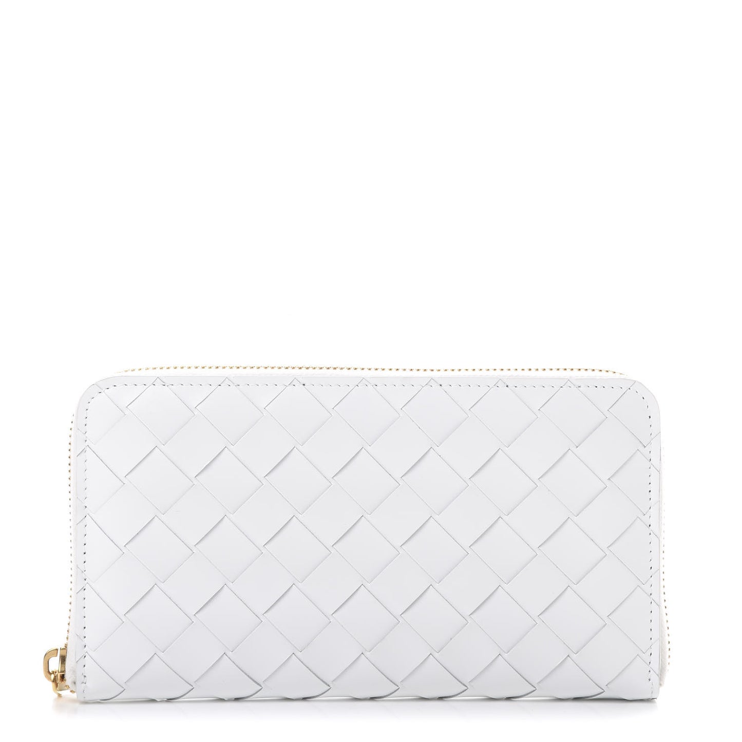 Calfskin Intrecciato Zip Around Wallet White