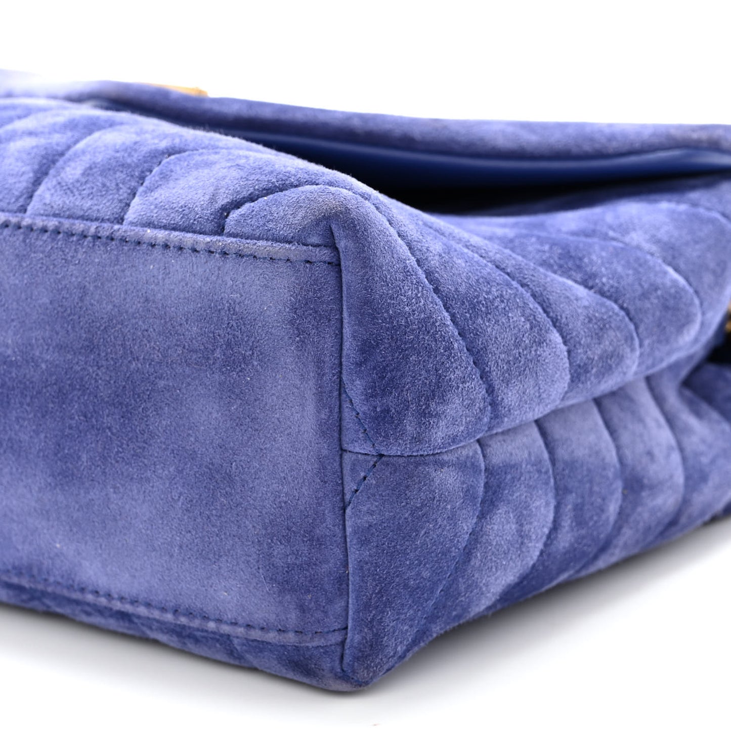 Velvet Y Quilted Monogram Small Loulou Chain Satchel Blue Sapphire