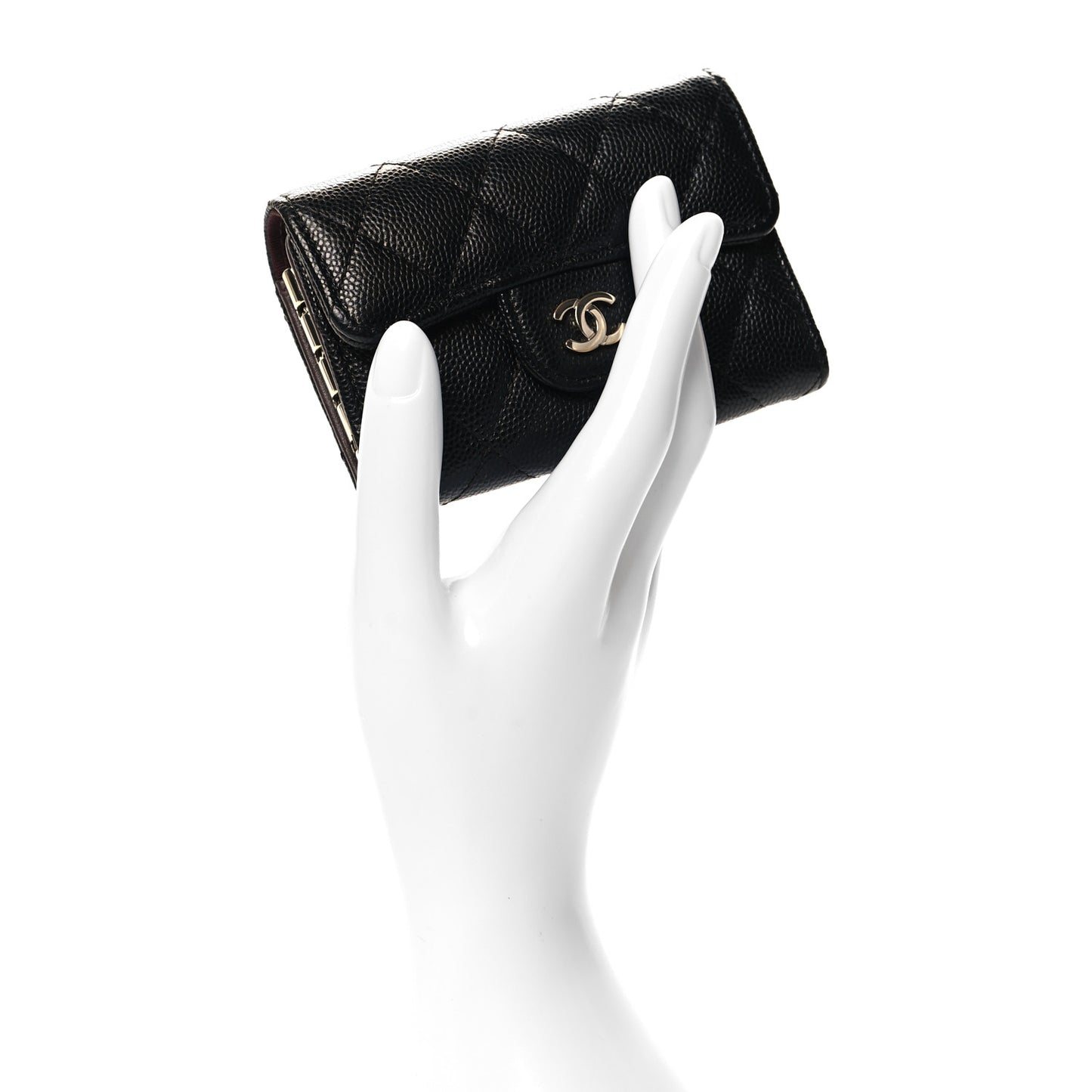 Caviar Quilted Classic 4 Key Holder Wallet Black