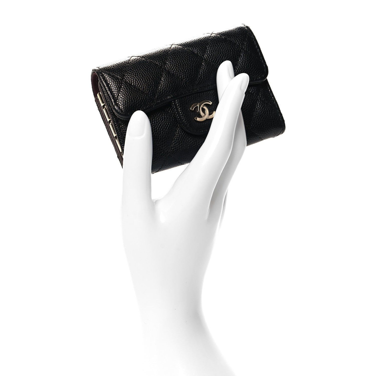 Chanel Caviar Quilted Classic 4 Key Holder Wallet Black 2 of 10